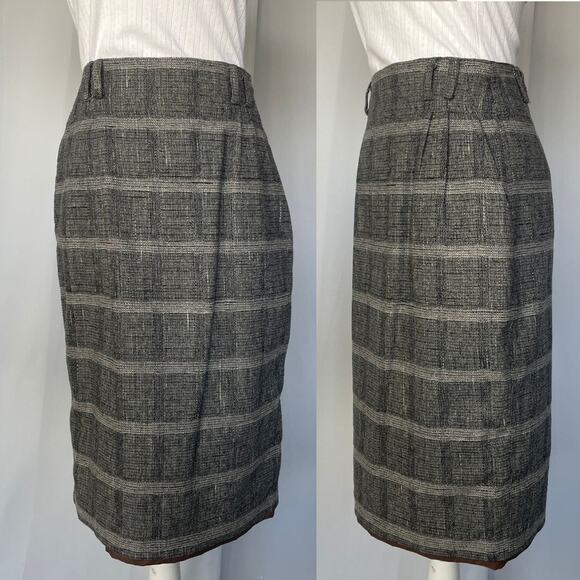 Vintage Pencil Skirt Size 5 XS Gray Stripe High Rise Wool Blend Academia Preppy - Picture 1 of 16